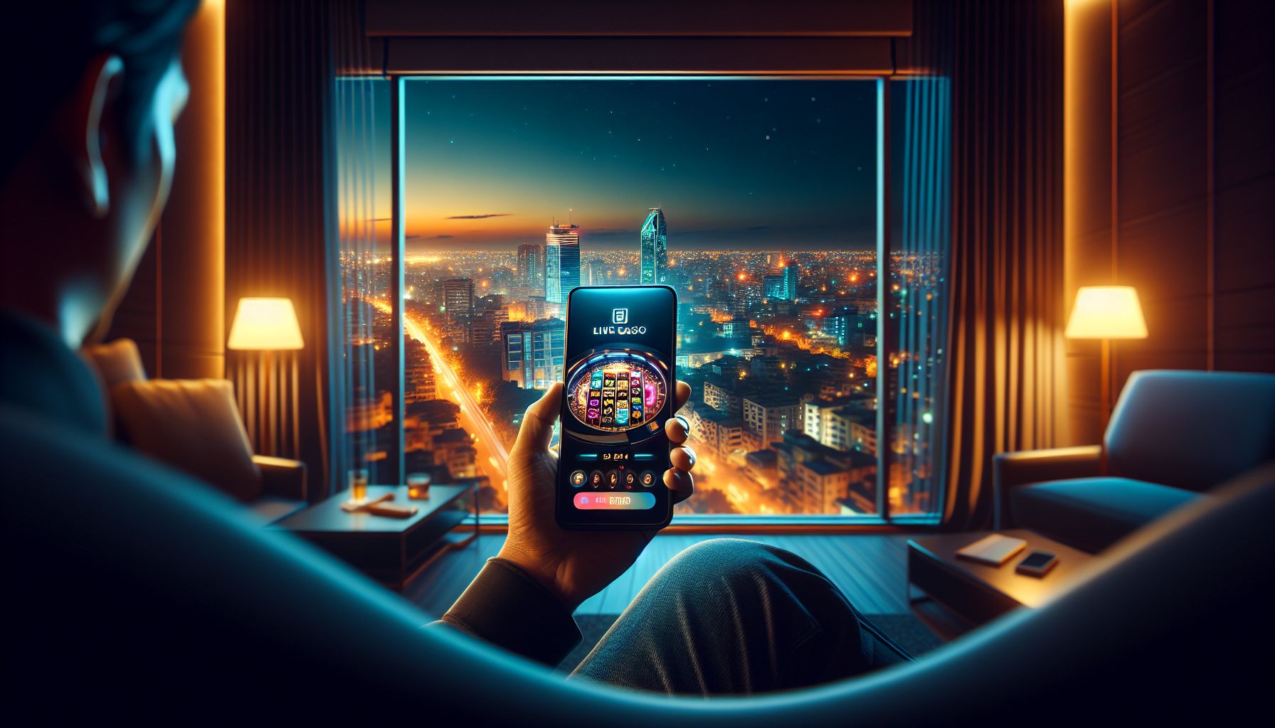 Bangladesh player using a smartphone to enjoy a live casino game with bright table lighting